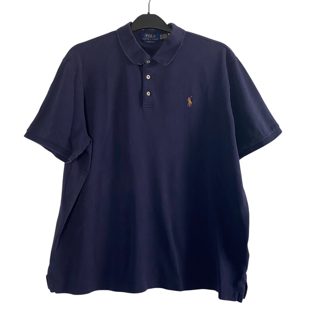 Polo Ralph Lauren Shirt Mens XL/TG Blue Custom Classic Fit Touch Flesh Pony